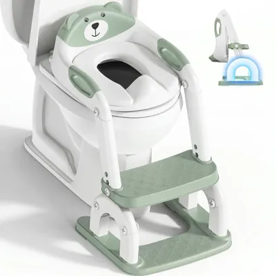 Immagine prodotto di Omgoods - Sedile per WC per bambini con scaletta - Dispositivo 2-in-1 per l'addestramento al vasino, adatto a bambini di entrambi i sessi
