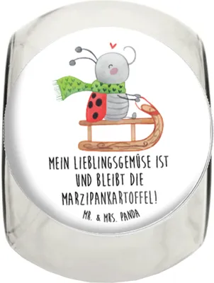 Produktbild von Mr. & Mrs. Panda Kaffeedose Smörle Rodeln L 870ml - Weiß - Geschenk, Frischhaltedose, Bonboniere, Marzipan, Bonbonglas, Winter, Weihnachten, Teedose, Schlittenfahren