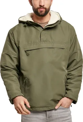 A man wearing a green hooded jacket.