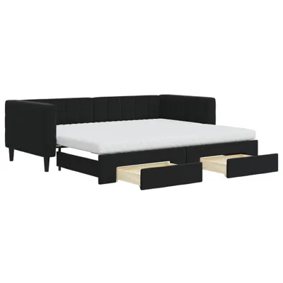 Obrázok produktu pre vidaXL Rozkladacia posteľ so zásuvkami čierna 90x200 cm Velvet