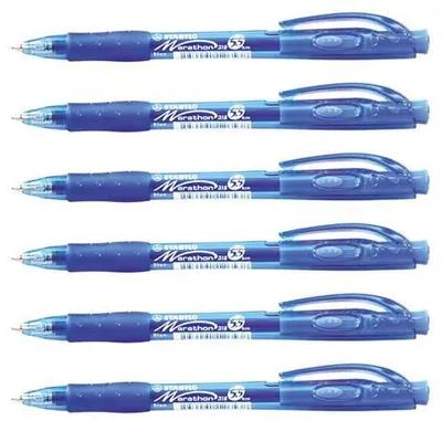 Produktbild von STABILO marathon Druckkugelschreiber, 0,38 mm, 6 Stück, blau