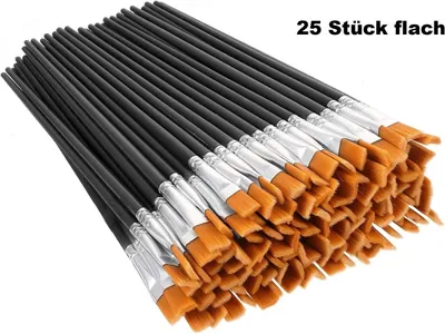 Produktbild von Künstlerpinsel Set 25–100 Stück Flach- & Rundpinsel fein für Acryl Aquarell Öl