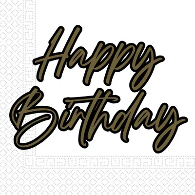 Image de 20 serviettes noir & or Happy Birthday