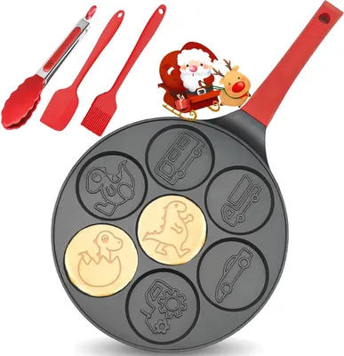 Productafbeelding van Dinosaurus Pannenkoek Pan - Wafel Maker - Ontbijt Maken - 7 Leuke Vormen - 43 cm - Zwart