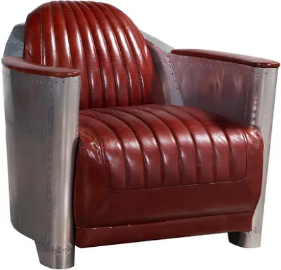 Immagine prodotto di Sofa Sessel Echtleder Couch club Lounge Retro Aviator Vintage Aluminium Flugzeug