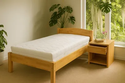 Produktbild von Einzelbett Bett Buche geölt Holzbett 90x200 #2431