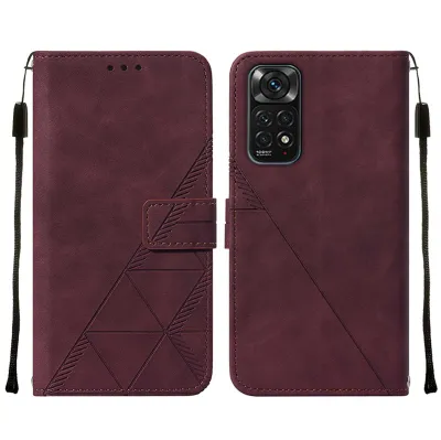 Produktbild von Redmi Note 11S Hülle, Schlank Prägung Flip Leder Kartenfächer Schutzhülle mit Ständer für Xiaomi Redmi Note 11S / Note11 4G Rot