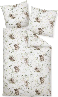 Produktbild von Janine Design Mako-Soft-Seersucker Bettwäsche-Garnitur TANGO 20130 Farbe grün taupe Größe 155x220 + 80x80 cm