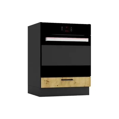 Produktbild von Küchenunterschrank 60 cm - Eiche Artisan und Graphit - Einbauschrank für den Backofen - Höhenverstellbar