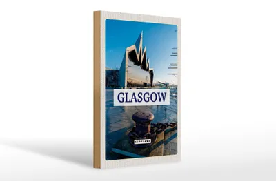 Produktbild von Holzschild Reise 20x30cm Glasgow Scotland Hafenstadt