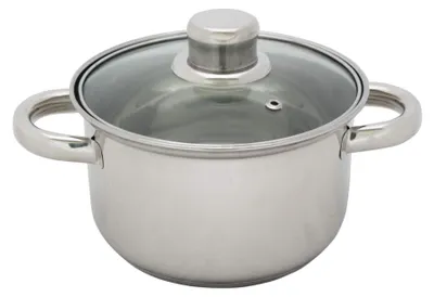 Kochtopf Edelstahl mit Glasdeckel, 2 L, Ø 16 cm