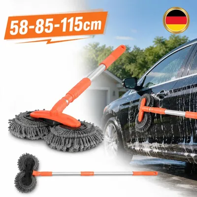 Produktbild von Autoreinigungsbürste Doppelkopf Teleskop Waschbürste 58-85-115cm Chenille Auto