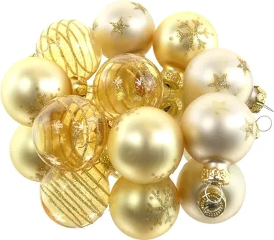 Produktbild von Christbaum-Micro-Kugeln Perle & Goldfarben 3er mix Ø 3 cm aus Glas - 9er Set