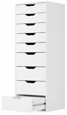 Image de Commode pour chambre à coucher et salon - Commode haute à 9 tiroirs - Bois - Style minimaliste moderne - 45 x 40 x 124,5 cm - Blanc