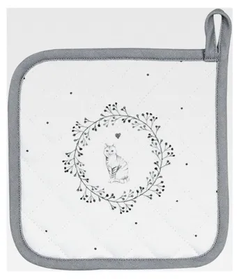 Produktbild von Topflappen Katze Weiß-Grau 20x20cm Baumwolle