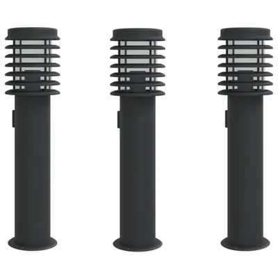 Produktbild von vidaXL Wegeleuchten mit Steckdose 3 Stk. Schwarz 60 cm Edelstahl