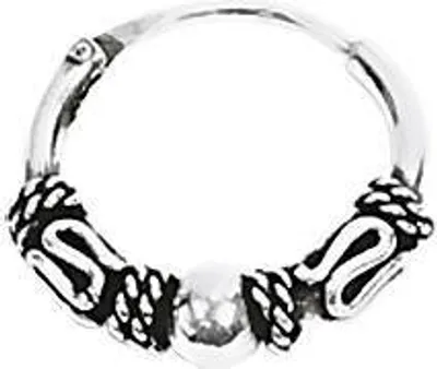 Produktbild von Paar 925 Sterling Silber Keltische Bali Kleine Creolen mit Kugel 13mm 7086