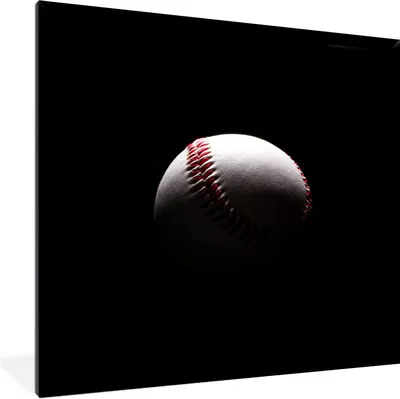 Produktbild von MuchoWow® Gerahmtes Poster Ein Baseball auf schwarzem Hintergrund 40x40 cm - Poster mit Schwarzem Bilderrahmen Wandposter Rahmen Foto Bilder - Mit Rahmen - Wanddekoration Schlafzimmer