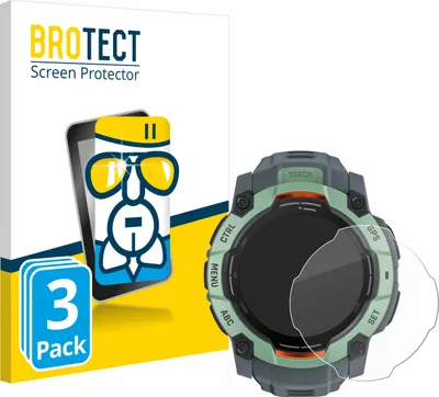 Produktbild von 3x BROTECT Schutzglas für Garmin Instinct 3 AMOLED (50 mm) Schutzfolie Panzer Folie Glas Display Schutz klar