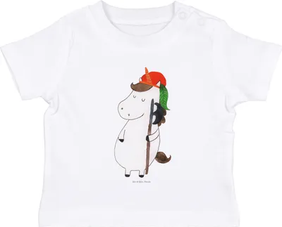 Produktbild von Mr. & Mrs. Panda Babyshirt Einhorn Junge 6. - 12. Monat - Weiß - Geschenk, Bube, Mittelalter, T-Shirt Baby, Organic, Shirt, Einhörner, , Unicorn