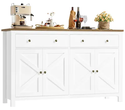 Immagine prodotto di Credenza grande - Comò con spazio contenitivo - 140x40x89 cm - Legno - Stile moderno per cucina, soggiorno e sala da pranzo - Bianco