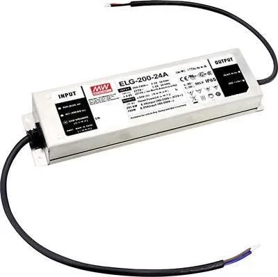 Produktbild von MEANWELL ELG-200-24DA-3Y, AC-DC LED-Installationsnetzteil, Metallgehäuse, IP67 201,6W 24V 8,4A CV+CC DALI + PE