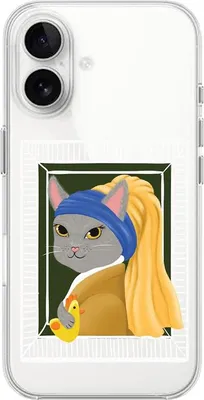 Immagine prodotto di Custodia in silicone per iPhone 16 Plus con stampa gatto