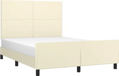 Produktbild von vidaXL Bettgestell mit Kopfteil Creme 140x190 cm Kunstleder