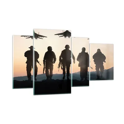 Produktbild von Bilder auf glas - Armee Militaria - 120x70cm - Glasbilder - Wandbilder - Kunstdruck - zum Aufhängen bereit - Wanddekoration aus Glas - Glas Bilder - Wandbild auf Glas - 4 Teile - GDL120x70-3436