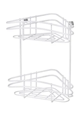 Produktbild von WENKO Eck Ablage 2 Etagen Regal Stahl Korb Dusch Wand modern weiß Classic Plus