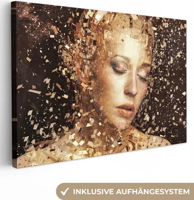Produktbild von MuchoWow® - Leinwandbilder - Frau - Abstrakt - Kunst, Wandbild, Wanddeko Bilder Wohnzimmer, 120x80cm