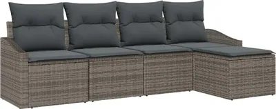 Produktbild von Sofa Set mit Kissen 5 pcs Grau Poly Rattan