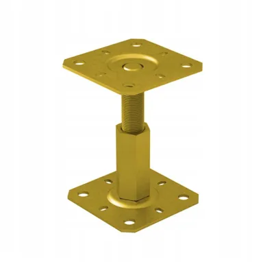 Produktbild von GRUNDLINE Stützenfuß Pfostenträger höhenverstelbar Gewinde galvanisiert gelb - PR 100x130x100