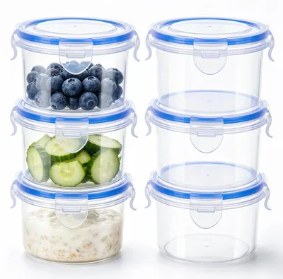 Productafbeelding van Set van 6 luchtdichte vershoudbakken met deksel, inhoud 300 ml, rond