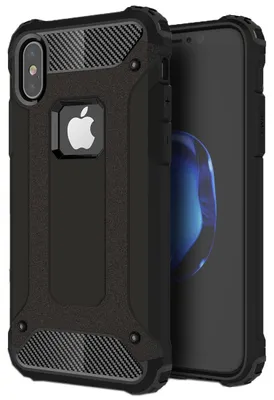 Produktbild von Mobigear Outdoor Schutzhülle für iPhone XS, Hartschale, Rückseite, stoßfest - Schwarz