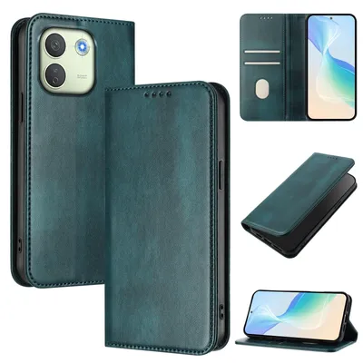 Image de Étui pour Xiaomi Redmi Note 17 Pro Max, en cuir vintage avec protection RFID, compartiments pour cartes et support intégré. Couleur : vert
