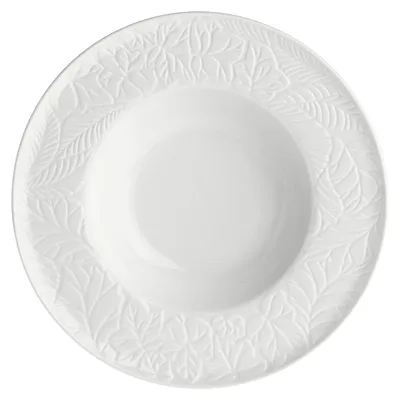 Suppenteller-Set 6er, Porzellan, Ø 23 cm, weiß, Blattmuster