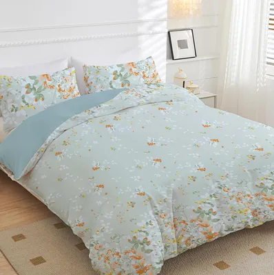 Produktbild von Bettwäsche Blumen Wendebettwäsche Set mit Reißverschluss Blumenmuster Bettwäsche 200 x 200 mit Kopfkissenbezug 80 x 80
