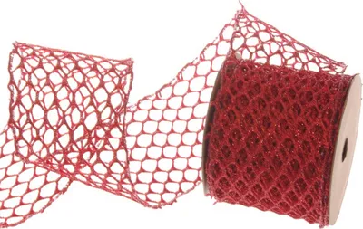 Produktbild von Dekoband "Glitzerwabe" rot - 63mm - 10m