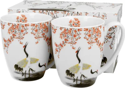 Produktbild von DUO ART GALLERY 2er-Set klassische Becher 350 ml SAKURA & CRANES New Bone China Porzellan