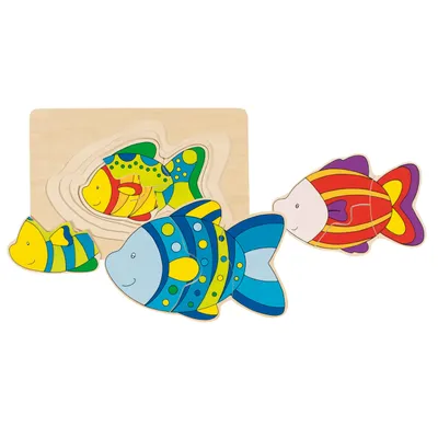 Image de Goki Puzzle en bois à 3 couches Poisson