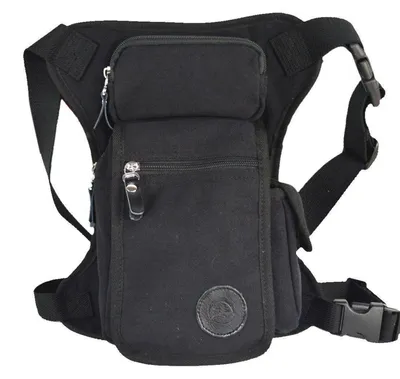 Produktbild von Beintasche Motorrad Canvas Reitertasche Bein Bauchtasche Hüfttasche Leg Bag Schwarz