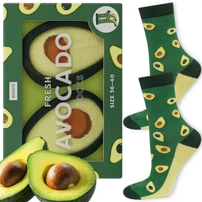 Produktbild von Bunte Avocado-Socken im Geschenkbox von Soxo - Größe: 36-40 - Damen Baumwollsocken - Lustige Geschenkidee für Frauen, Schwestern