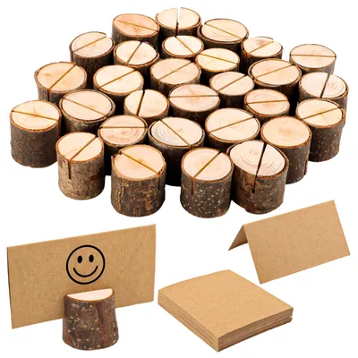 Holz-Kartenhalter 30 Stück, Tischkartenhalter für Menüs & Fotos