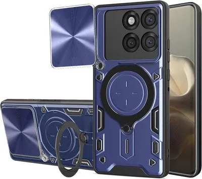 Obrázek produktu pro Ochranné pouzdro na smartphone s kroužkem a krytem fotoaparátu, modré, ultratenké