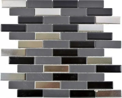 Produktbild von Verbundmosaik Keramik schwarz silber chrom Stäbchen Fliesenspiegel MOS26-0317