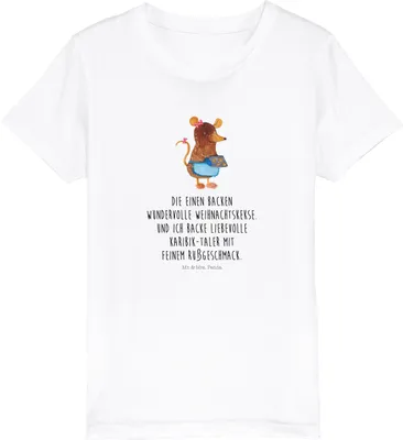 Produktbild von Mr. & Mrs. Panda Kleinkinder T-Shirt Maus Kekse 9-11 Jahre (134/146) - Weiß - Geschenk, Kinder, Shirts für, Weihnachten, Weihnachtskekse, Plätzchen, Öko, Winter, Teenager