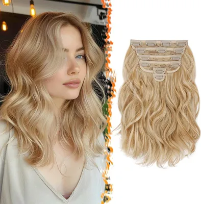 Produktbild von BARSDAR Clip in Extensions 30cm Blond 6PCs Haarverlängerungen Voller Kopf Synthetisch - Honig Blond Mix