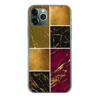 Produktbild von MuchoWow® Handyhülle Schutzhülle Hülle für iPhone 11 Pro Marmor - Gold - Schwarz - Rosa Silikon Softcase Handy Hülle - Handy