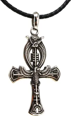 Produktbild von Lederkette Edelstahlkette 316L ALLSEHENDE KREUZ 50 cm Leder 05-03